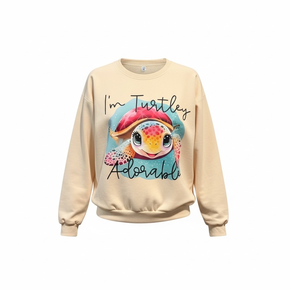 Women's Cream Sweater with Turtle Design